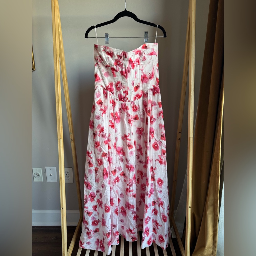 Bardot Light Pink Strapless Floral Spring Gown